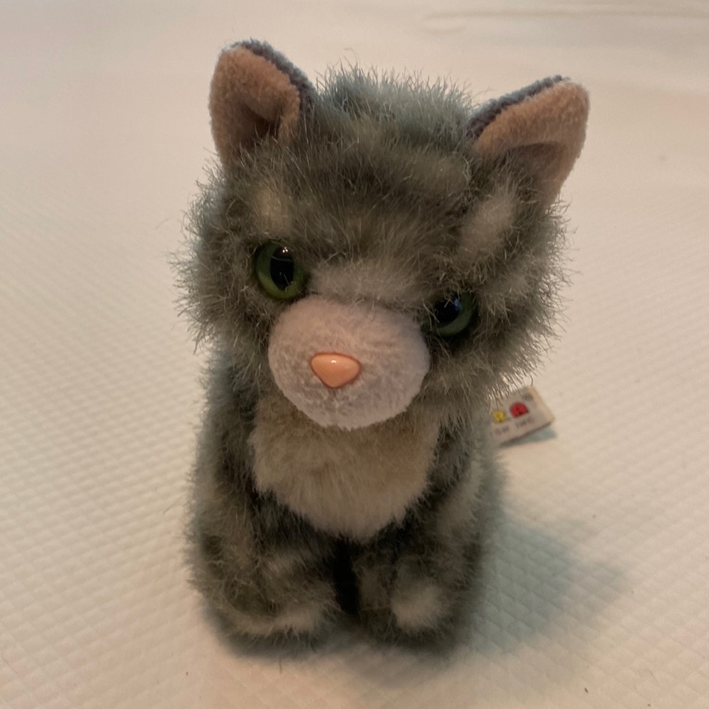 Aurora A&A Plush Gray Cat Kitten Pink Nose Small Vintage Stuffed Animal Toy
